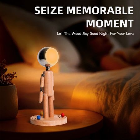 Wooden Astronaut Lamp - Creative LED Light with Adjustable Design, Unique Decorative Lighting for Home and Office